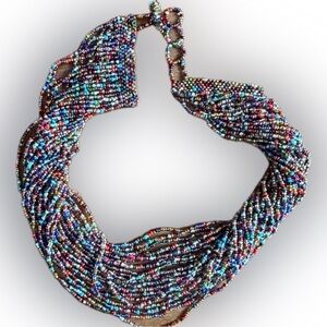 Hand made beautiful multicolored glass Bead necklace / chocker 16 inch